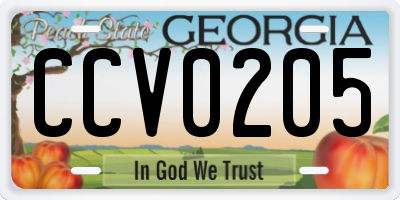 GA license plate CCV0205