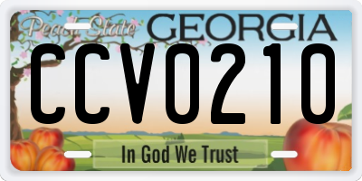 GA license plate CCV0210