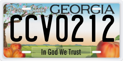 GA license plate CCV0212