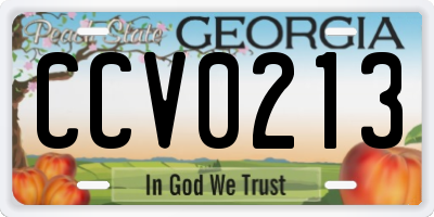 GA license plate CCV0213