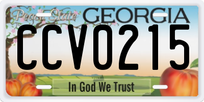 GA license plate CCV0215