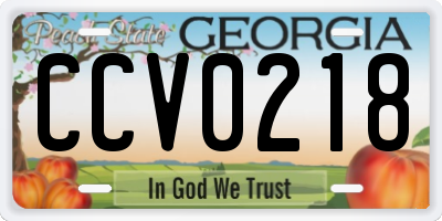 GA license plate CCV0218