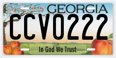 GA license plate CCV0222