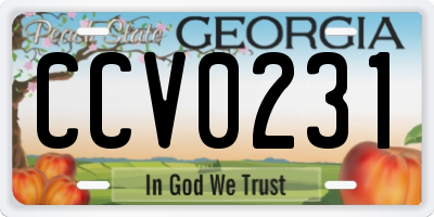 GA license plate CCV0231