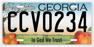 GA license plate CCV0234