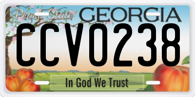 GA license plate CCV0238