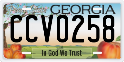 GA license plate CCV0258