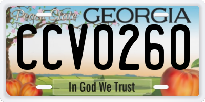 GA license plate CCV0260