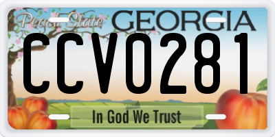 GA license plate CCV0281
