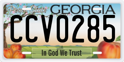 GA license plate CCV0285