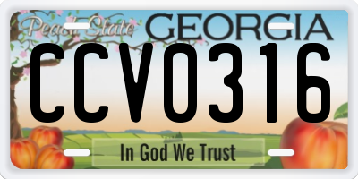 GA license plate CCV0316