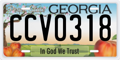 GA license plate CCV0318