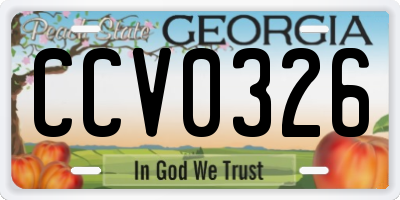 GA license plate CCV0326