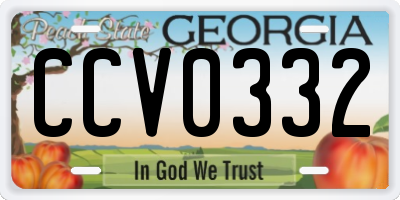 GA license plate CCV0332