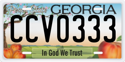 GA license plate CCV0333