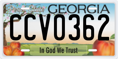 GA license plate CCV0362