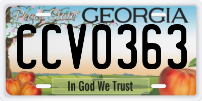 GA license plate CCV0363