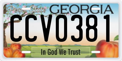 GA license plate CCV0381
