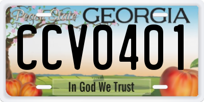 GA license plate CCV0401
