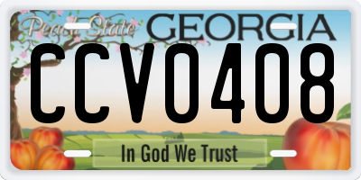 GA license plate CCV0408