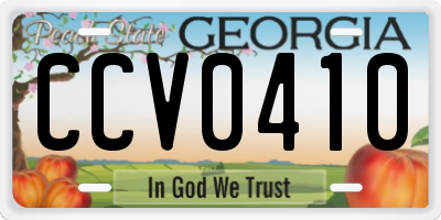 GA license plate CCV0410