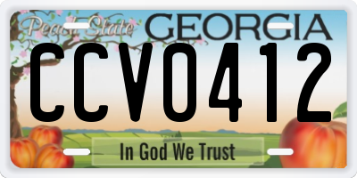 GA license plate CCV0412