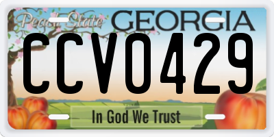 GA license plate CCV0429