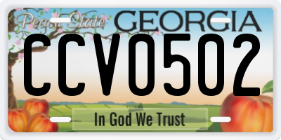 GA license plate CCV0502