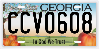 GA license plate CCV0608