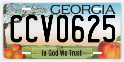 GA license plate CCV0625