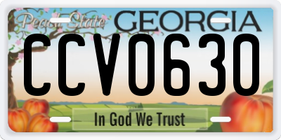 GA license plate CCV0630