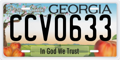 GA license plate CCV0633