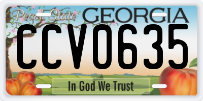 GA license plate CCV0635