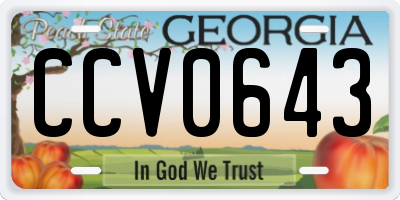 GA license plate CCV0643