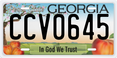 GA license plate CCV0645