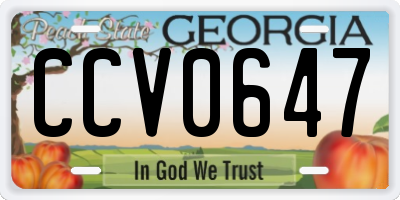 GA license plate CCV0647