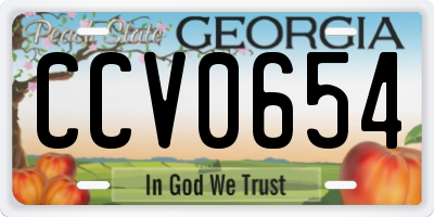 GA license plate CCV0654
