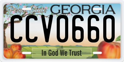 GA license plate CCV0660