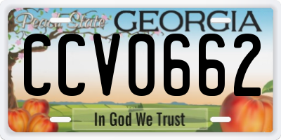 GA license plate CCV0662