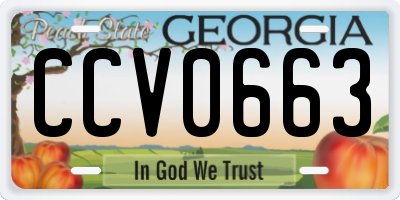 GA license plate CCV0663