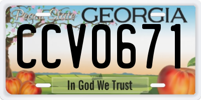 GA license plate CCV0671
