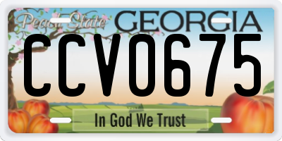 GA license plate CCV0675