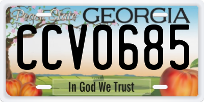 GA license plate CCV0685