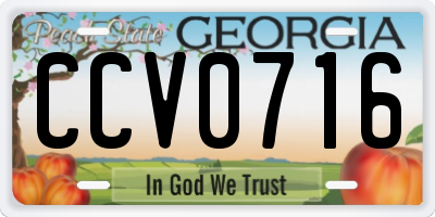 GA license plate CCV0716