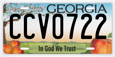 GA license plate CCV0722