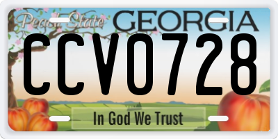 GA license plate CCV0728