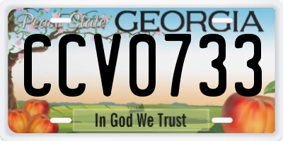 GA license plate CCV0733