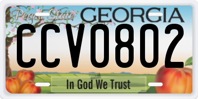 GA license plate CCV0802