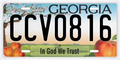 GA license plate CCV0816