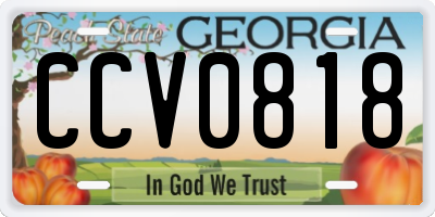 GA license plate CCV0818